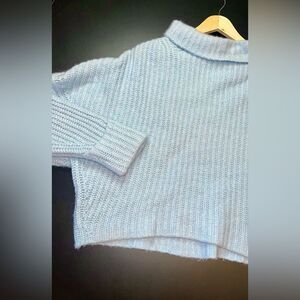 Maeve by Anthropologie Light Blue Cropped Knit Sweater Wool Alpaca Blend Sz. M